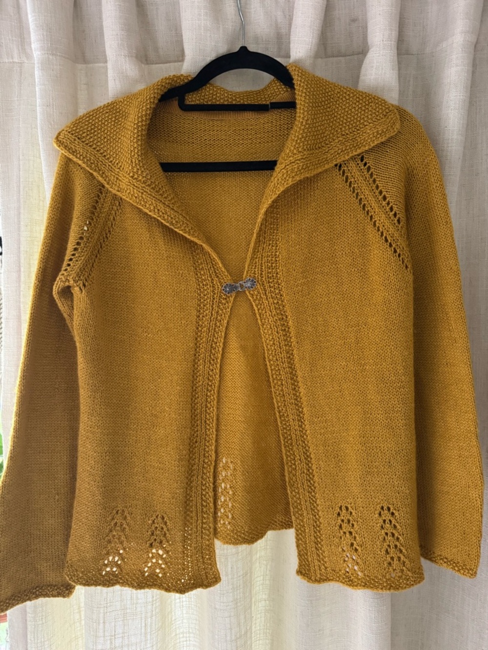 Mustard Yellow hand Knit Cardigan Sweater